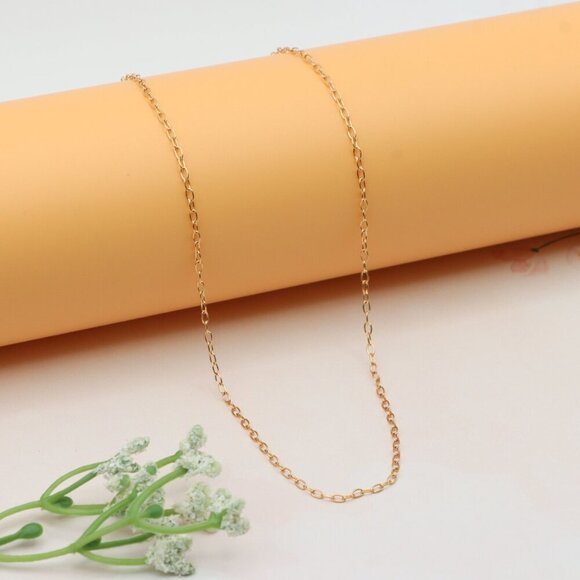 Delicate Rose Gold Plated Brass Chain Necklace, XPNL0253 - Picture 9 of 12